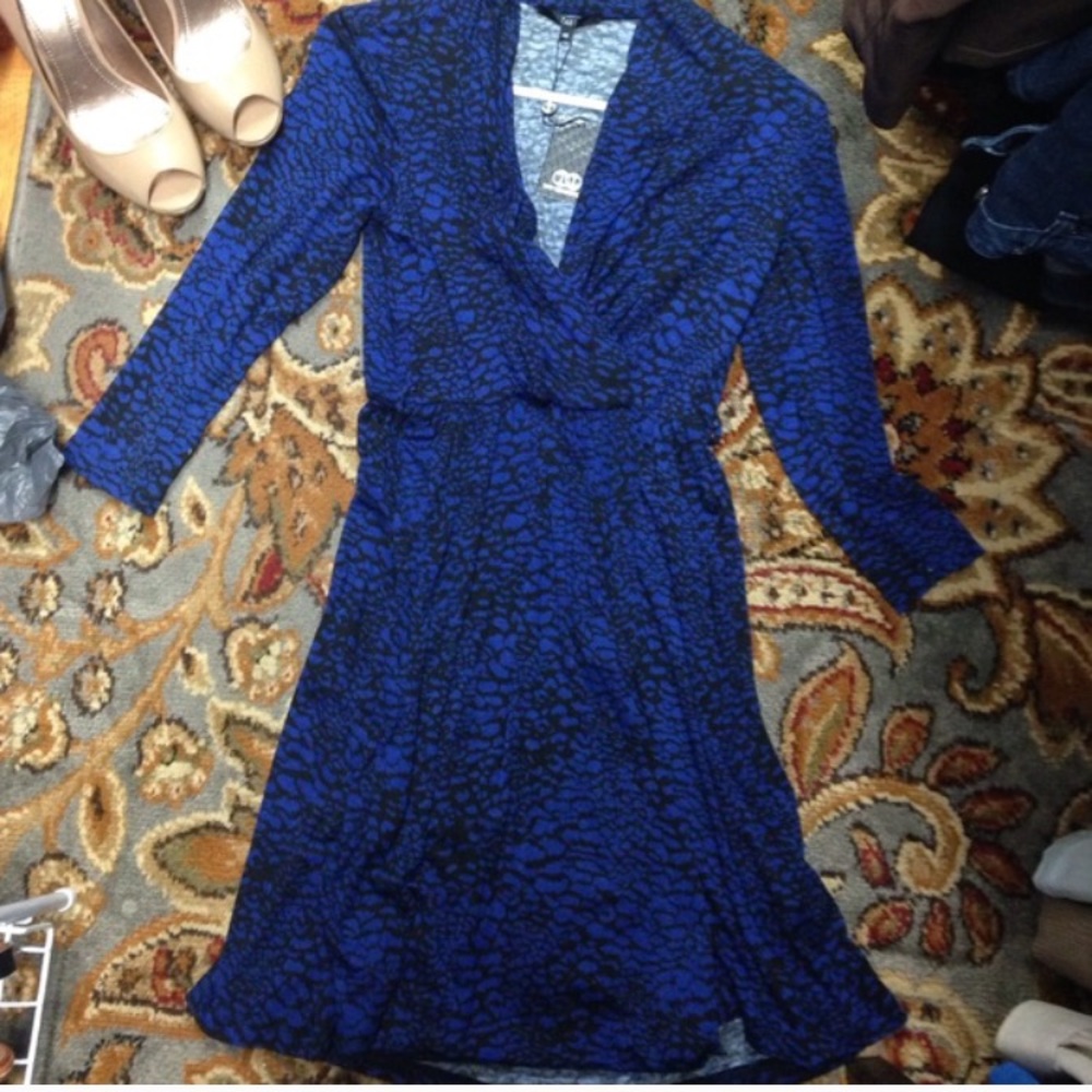 Tart Faux Wrap Dress Blue Black XS Modal